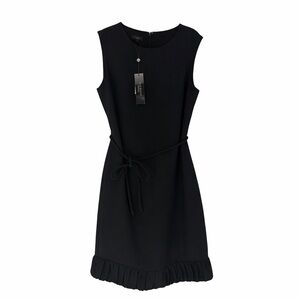 NWT Talbots Little Black Dress, Belted, Ruffle Hem